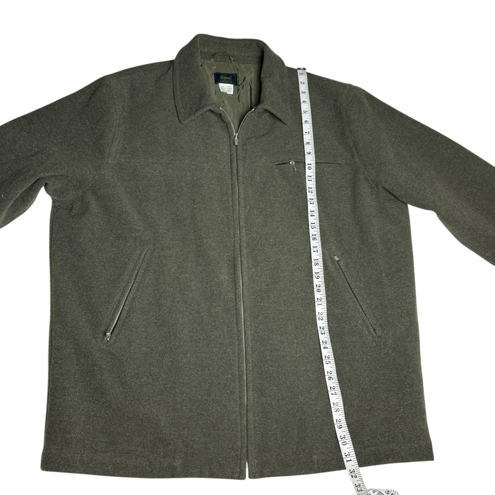 VTG Lacoste Wool Jacket Olive Green Full Zip Collared Pockets Lined SZ XXL READ - Picture 9 of 11
